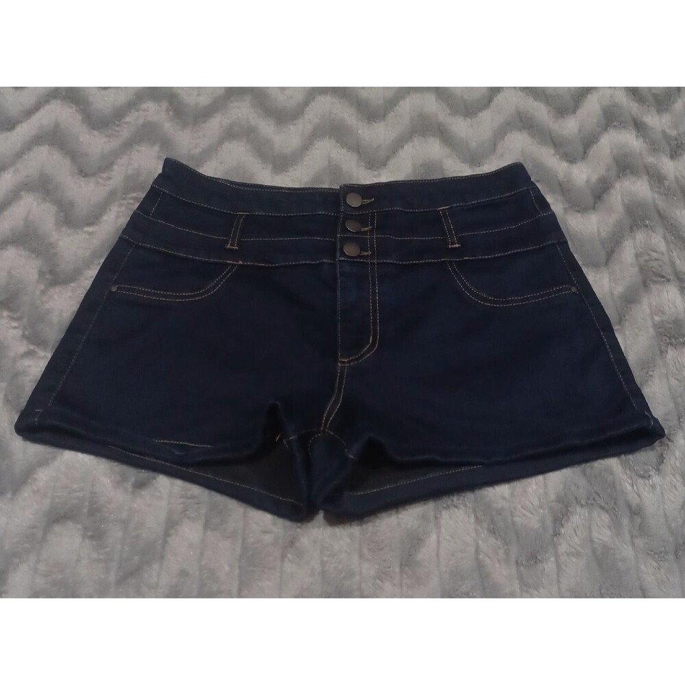 Refuge Womens Size 10 Blue Dark Wash High Waist Denim Jean Shorts